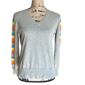 Anthropologie Zaket & Plover V-Neck Side Striped Cashmere Blend Sweater Size XS